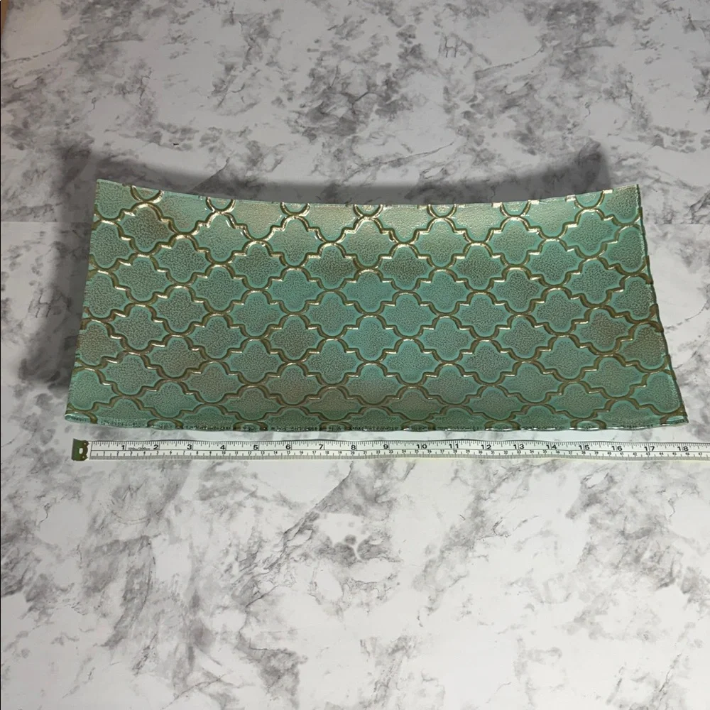 Elegant Teal Decorative Glass Tray